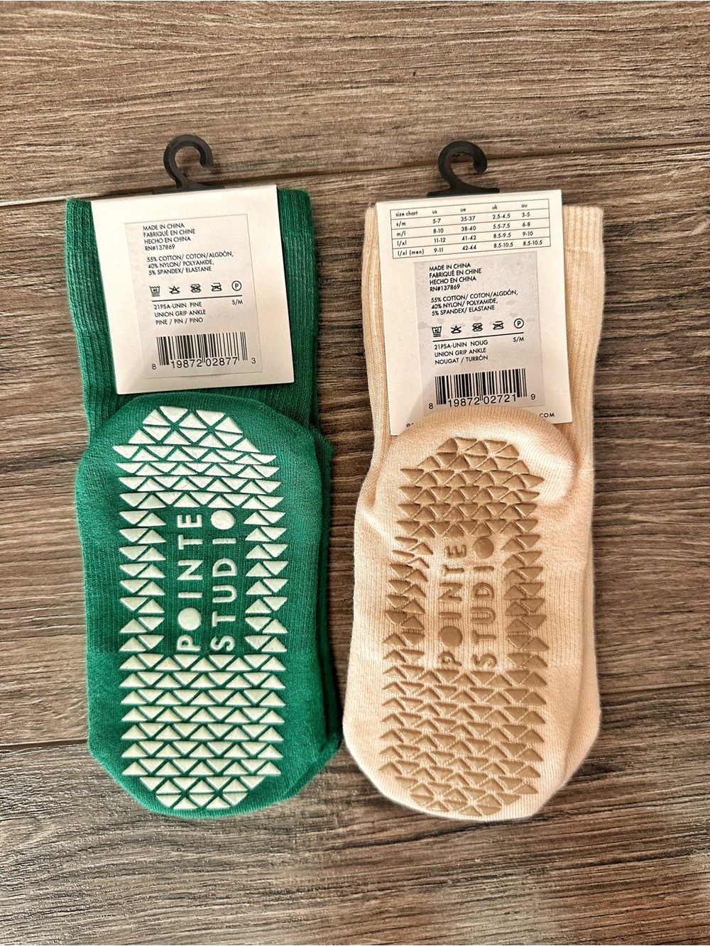 2 Pairs NWT Pointe Studio Grip No Socks - Green & Cream